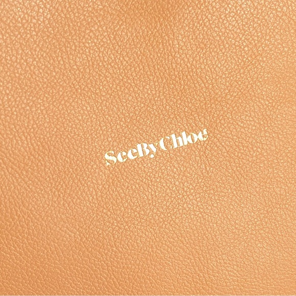 SEE BY CHLOE TAN BROWN LEATHER HARRIET TOP HANDLE SIDE ZIPPER HOBO TOTE PURSE - Picture 7 of 12